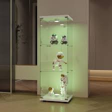 Vitrina de Cristal LED con 3 Estantes para Sala y Dormitorio