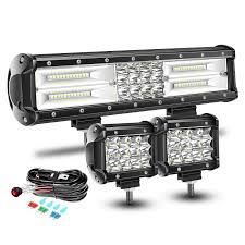 RIGIDON Barras de Luz LED 12'' 180W con Focos de 4'' para Tractores